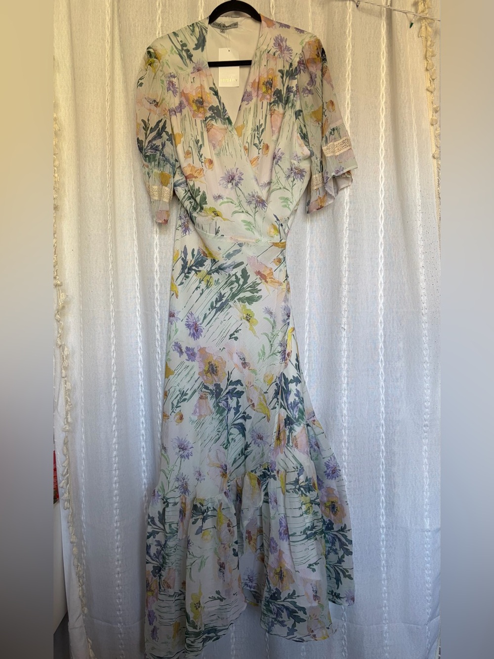Pastel Floral Wrap Maxi Dress in Cream